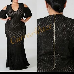 Sparkly Cold Shoulder Black Dress